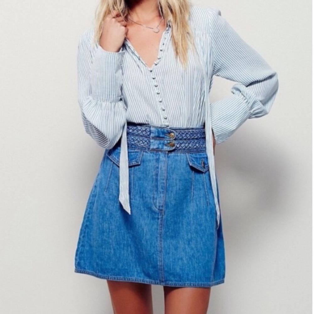 Free People - Braided Denim Skirt